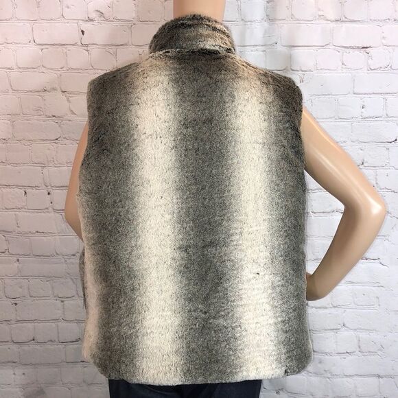 ZLC Collections Black Reversible Puffer Vest Faux Fur Large L - Picture 6 of 8